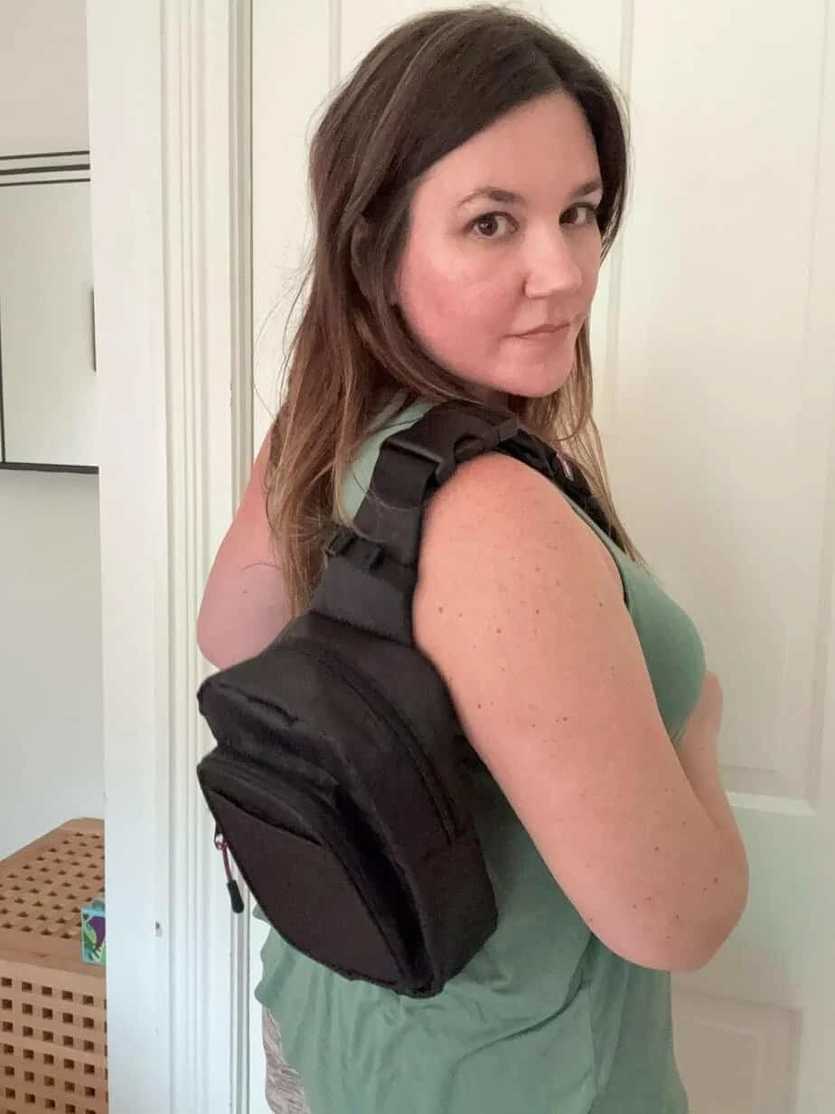 Cabeau On the Go Sling Pack Seatbelt-Style Clips & Padded Strap